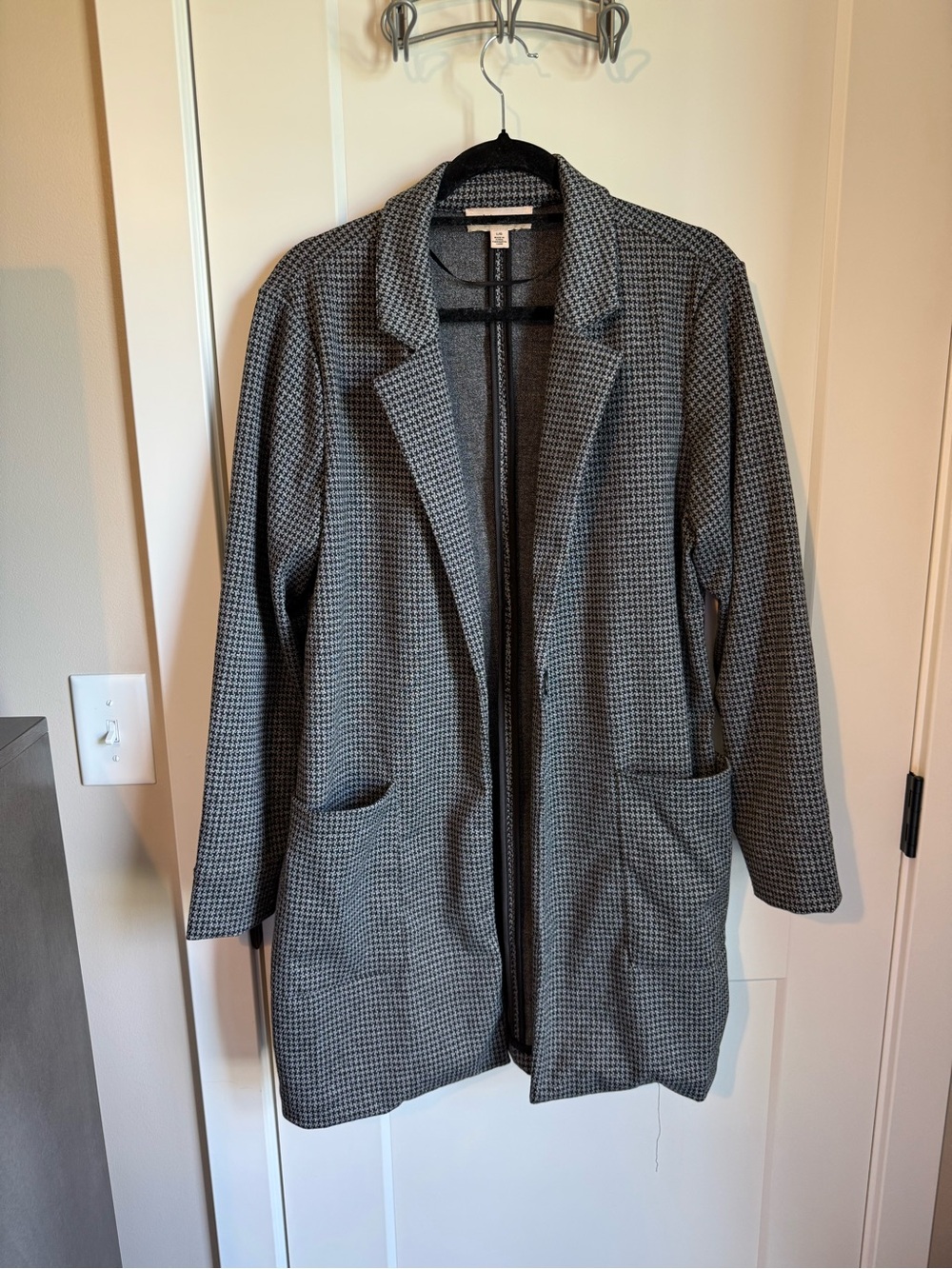 Philosophy Houndstooth Open-Front Women's Coatigan - Gray
